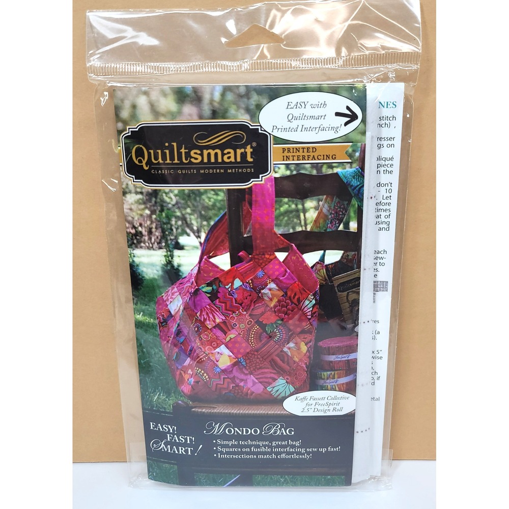 Quiltsmart Mondo Bag Pattern and Printed Fusible Interfacing Kit 10037 NEW
